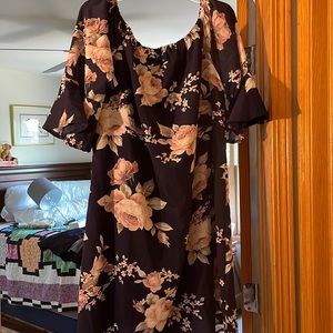 Off the shoulder Floral dress (Navy blue with blush pink flowers)